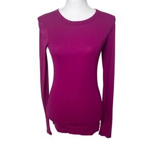MIchael Stars fuchsia supima cotton long sleeve crew neck t-shirt one size